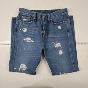 Levi's 501 Women's Distressed‎ Button Fly Jeans W28 Light Wash 4057